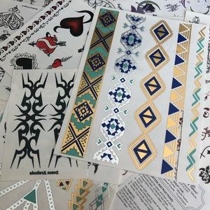 Mixed metallic and colored Temporary tattoos